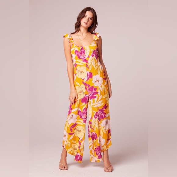 Band Of The Free EUPHORIA GOLD FLORAL WIDE LEG JUMPSUIT - Picture 4 of 5
